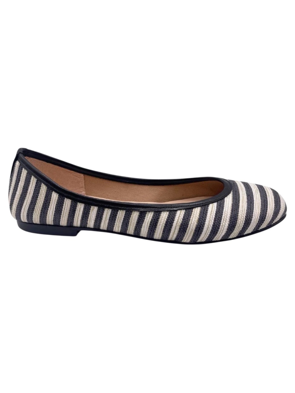 NEW French Sole FS/NY Olivia Ballet Flats Black Beige Stripe Made In Spain SZ 9 - Picture 4 of 16
